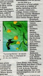 Hummingbird Newspaper Clipping